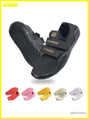 Weightlifting Shoes Rubber Non-Slip Sole Hook & Loop Breathable Mesh